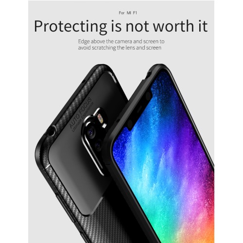 iPaky IPAKY Carbon Fiber Mobilskal till Xiaomi Pocophone F1 - Blå