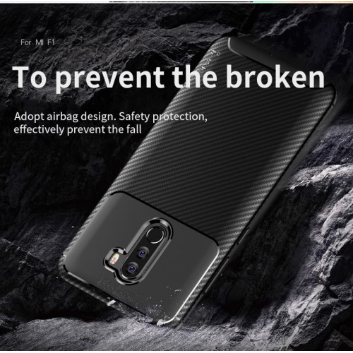 iPaky IPAKY Carbon Fiber Mobilskal till Xiaomi Pocophone F1 - Svart