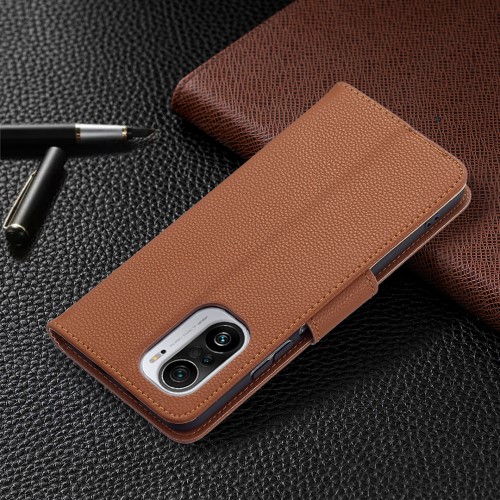 OEM Litchi Plånboksfodral till Xiaomi Mi 11i / Poco F3 - Brun