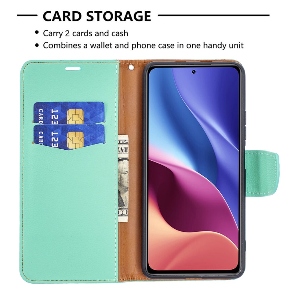 OEM Litchi Plånboksfodral till Xiaomi Mi 11i / Poco F3 - Turkos