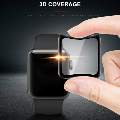 Mocolo Mocolo 3D Curved Härdat Glas Skärmskydd till Apple Watch 4 - 40mm - Svart