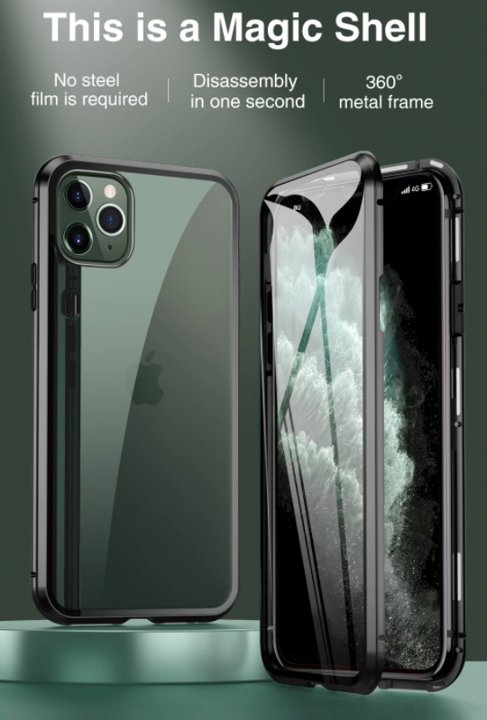 OEM Huawei P40 Pro Skal Magnetisk Metallram + Härdat Glas Fram och Bak