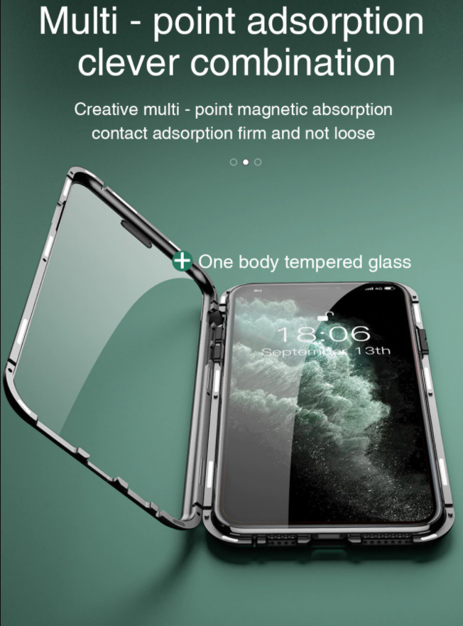 OEM Huawei P40 Pro Skal Magnetisk Metallram + Härdat Glas Fram och Bak