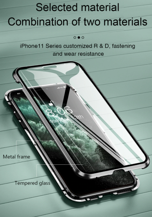 OEM Huawei P40 Pro Skal Magnetisk Metallram + Härdat Glas Fram och Bak