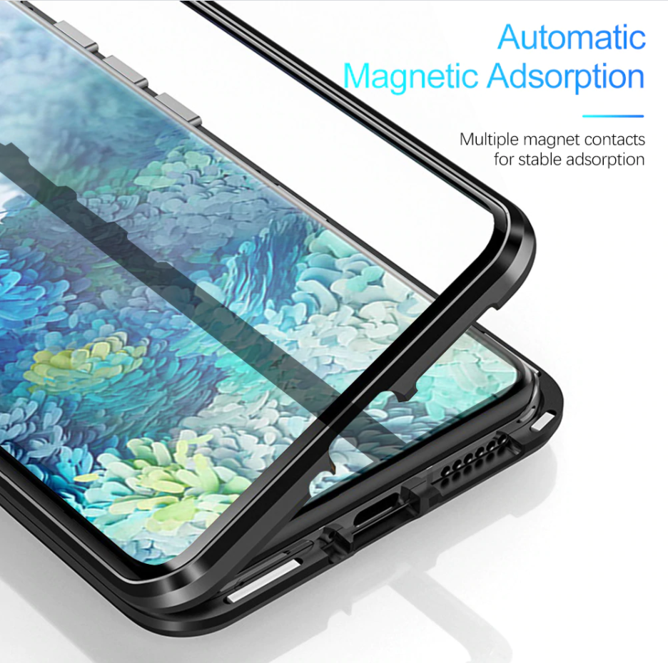 OEM Huawei P40 Pro Skal Magnetisk Metallram + Härdat Glas Fram och Bak