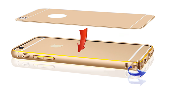 OEM JFX Metallbumper-skal till iPhone 6 /6S (Rose gold - Gold)