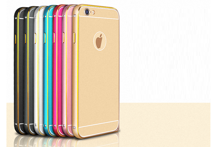 OEM JFX Metallbumper-skal till iPhone 6 /6S (Rose gold - Gold)