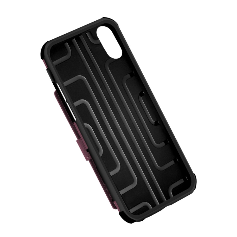 OEM Anti-Drop Brushed Cloth Coated Skal Med Kortfodral till iPhone XS / X - Svart