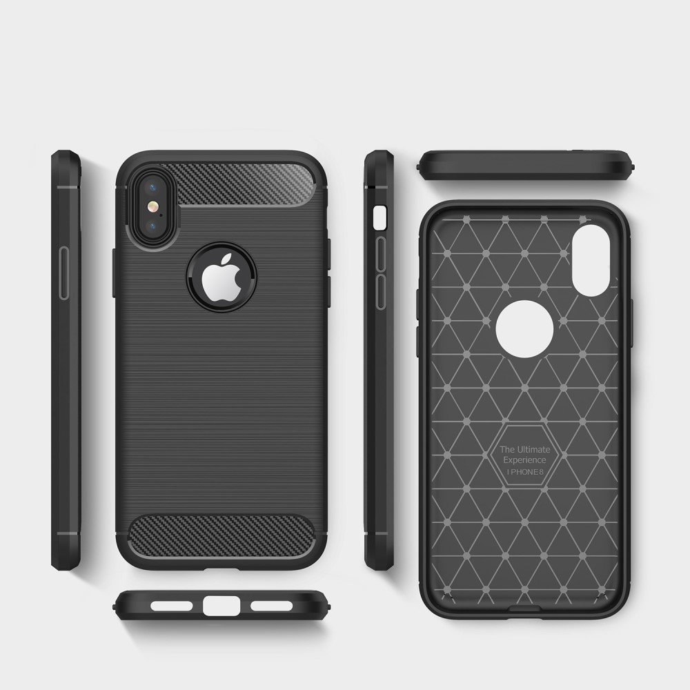 OEM Carbon Fiber Brushed Mobilskal till iPhone XS / X - Blå