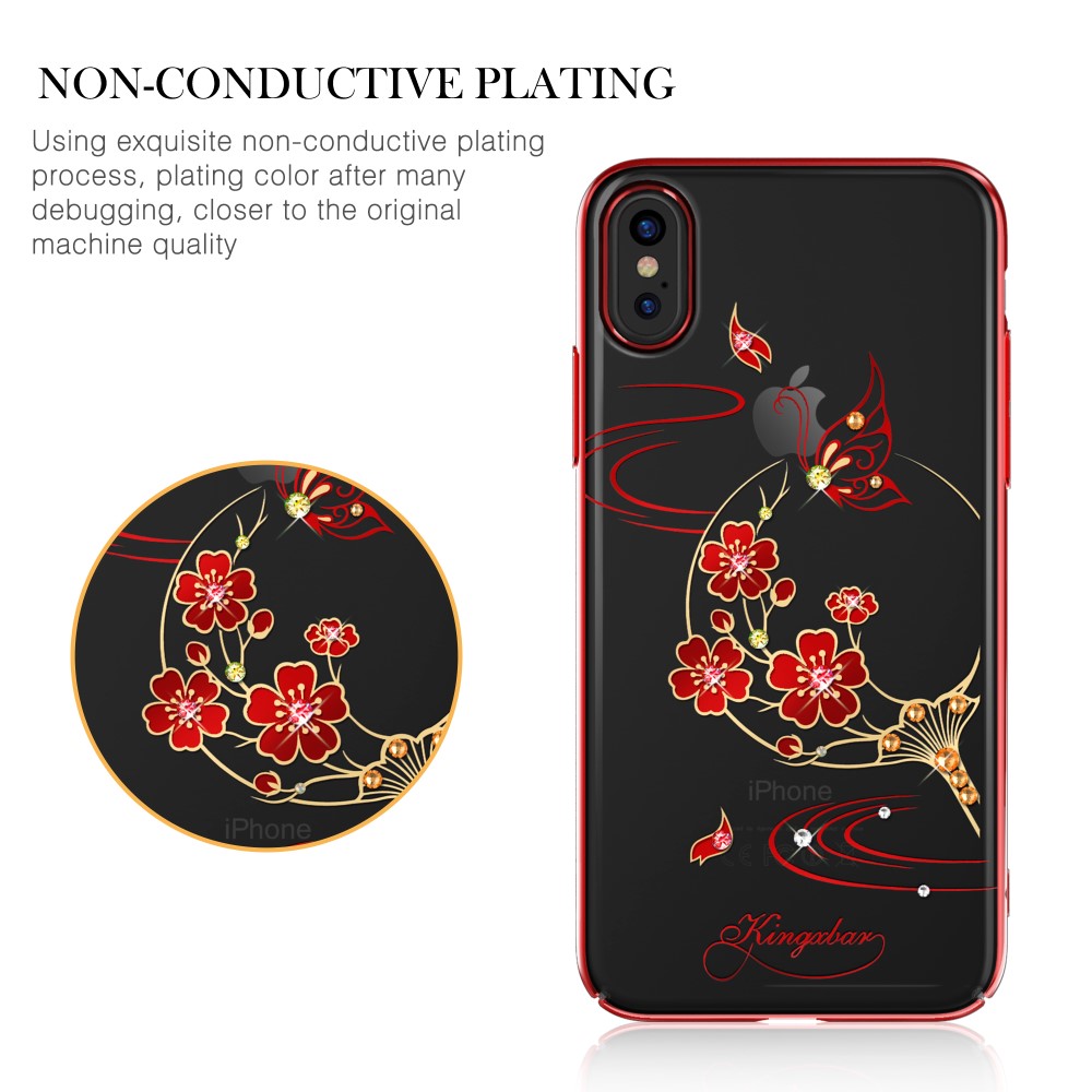 Kingxbar Kingxbar Skal Med Swarovski Stenar till iPhone XS / X - Plum Blossom