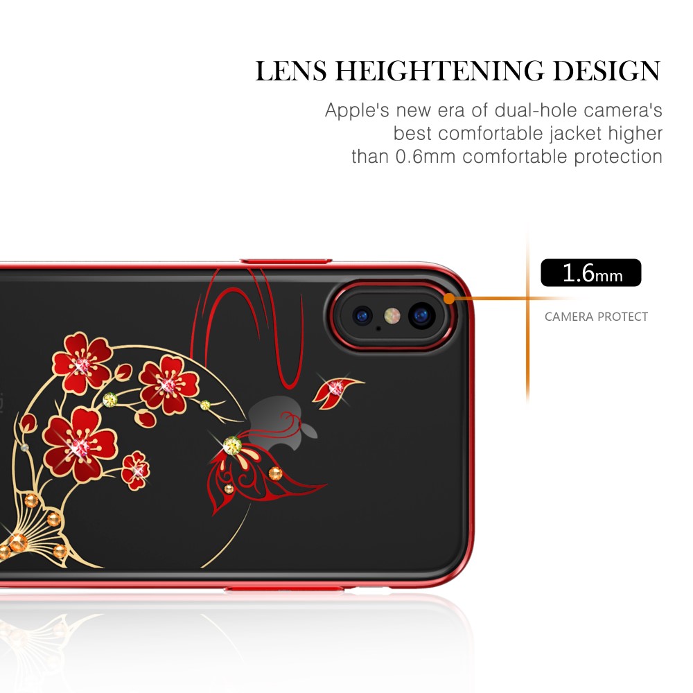 Kingxbar Kingxbar Skal Med Swarovski Stenar till iPhone XS / X - Plum Blossom