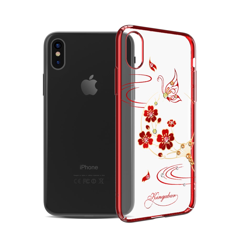 Kingxbar Kingxbar Skal Med Swarovski Stenar till iPhone XS / X - Plum Blossom