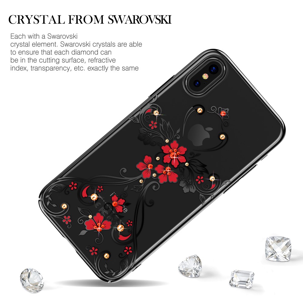Kingxbar Kingxbar Skal Med Swarovski Stenar till iPhone XS / X - Flower