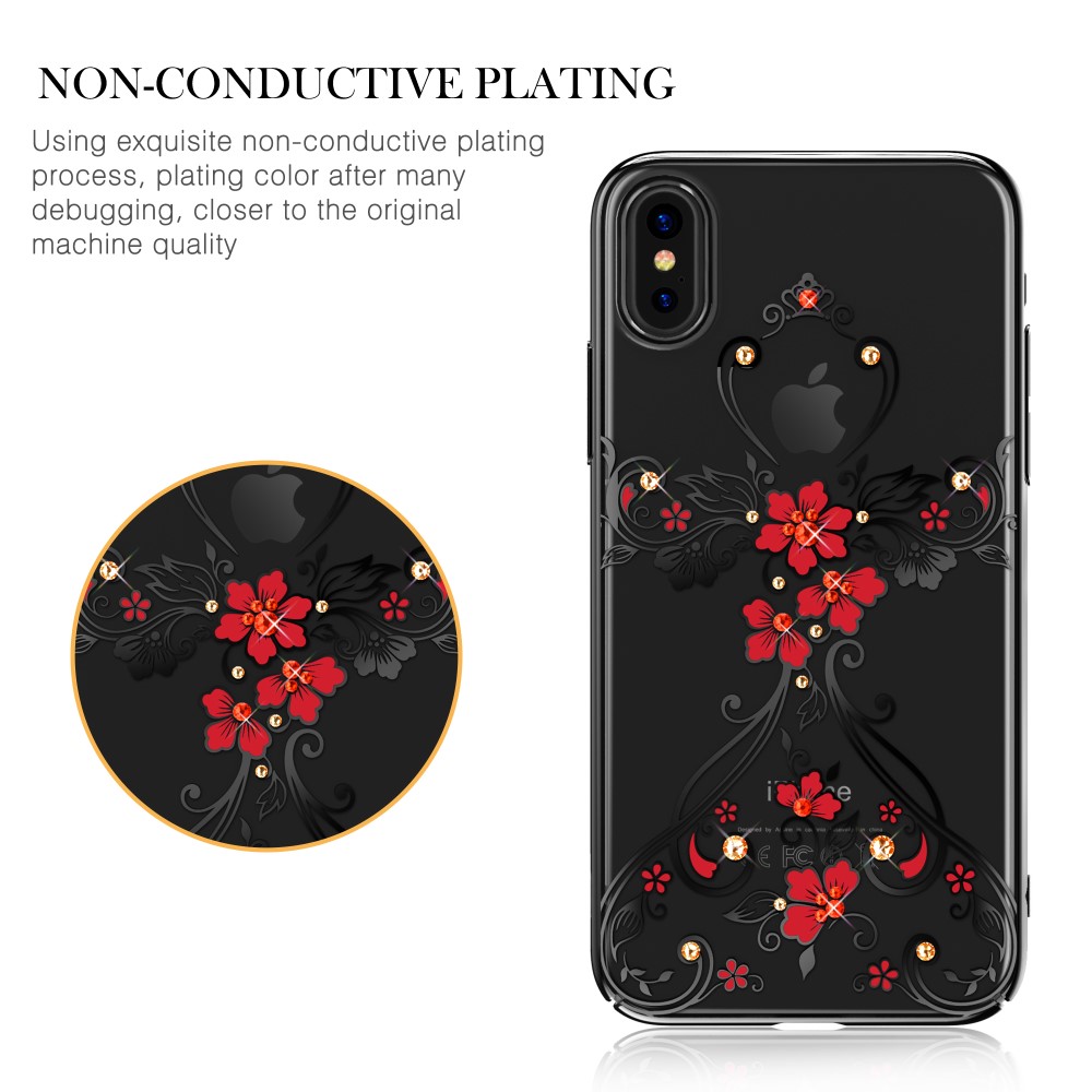 Kingxbar Kingxbar Skal Med Swarovski Stenar till iPhone XS / X - Flower