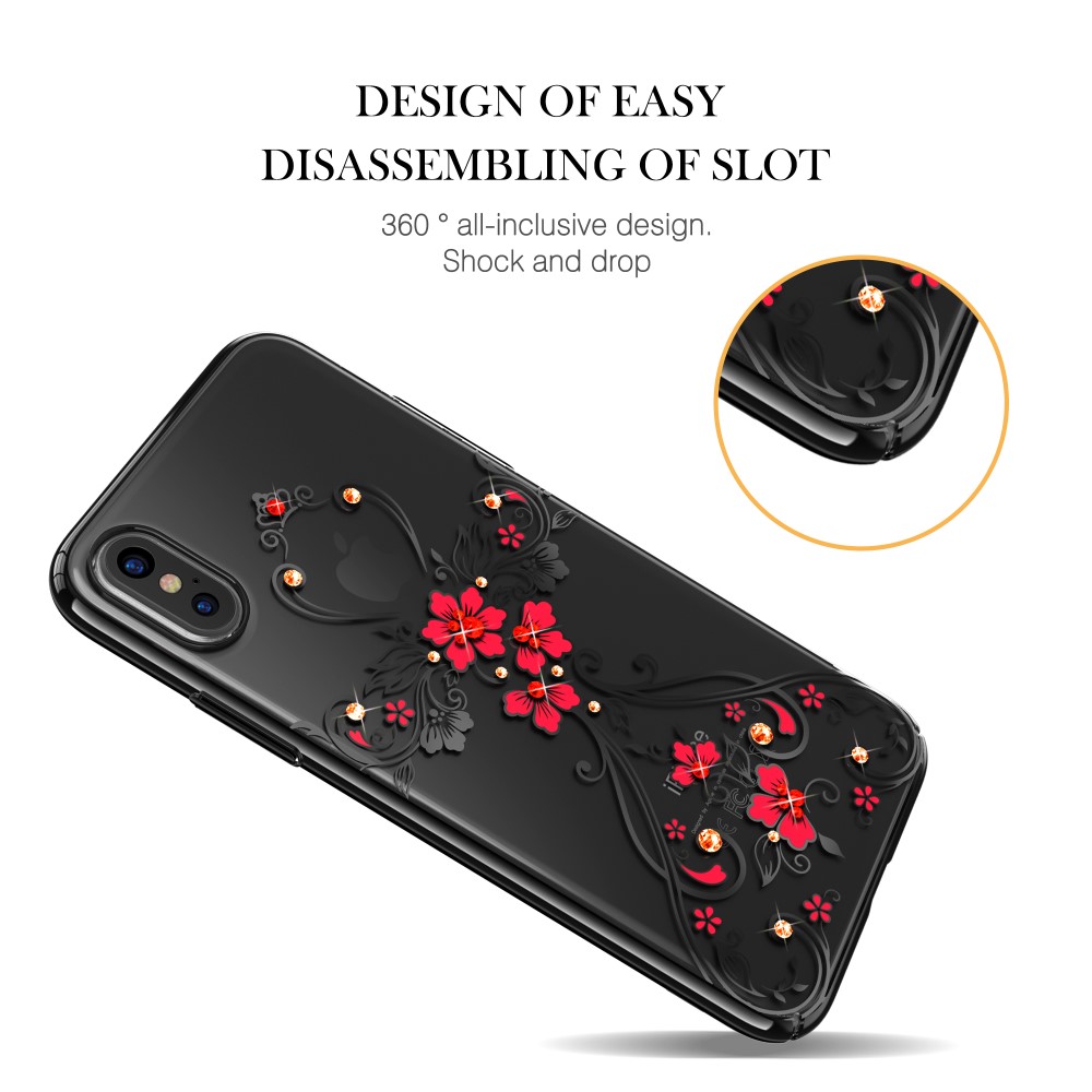 Kingxbar Kingxbar Skal Med Swarovski Stenar till iPhone XS / X - Flower