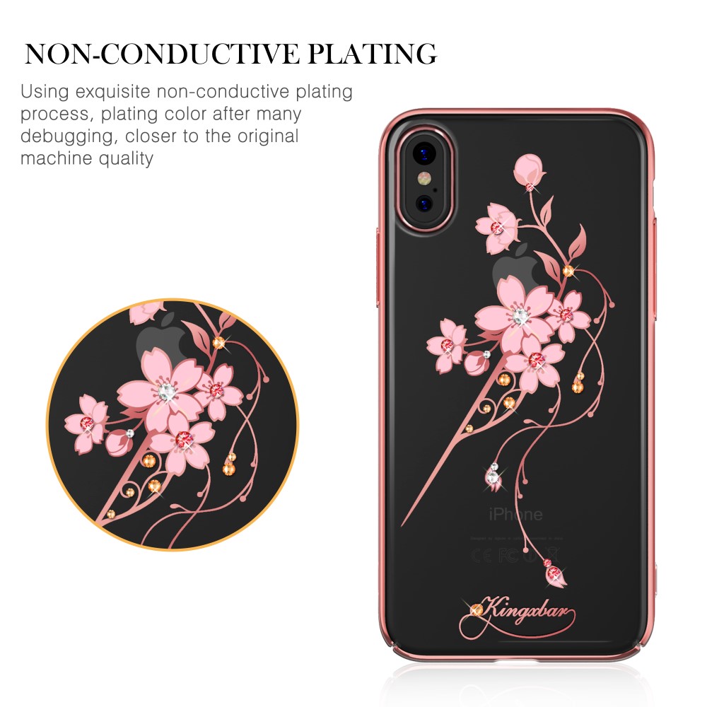 Kingxbar Kingxbar Skal Med Swarovski Stenar till iPhone XS / X - Flower Hairpin