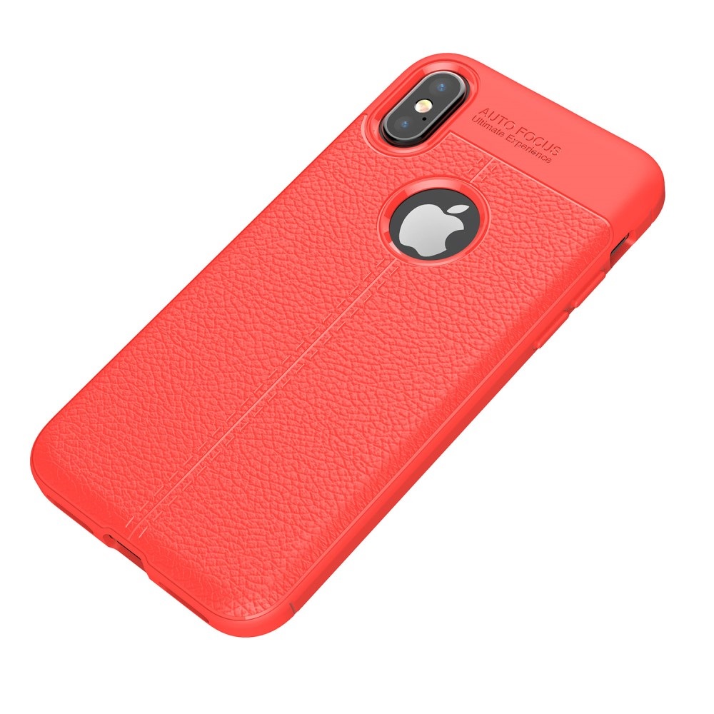 OEM Litchi Skin TPU Mobilskal till iPhone XS / X - Röd