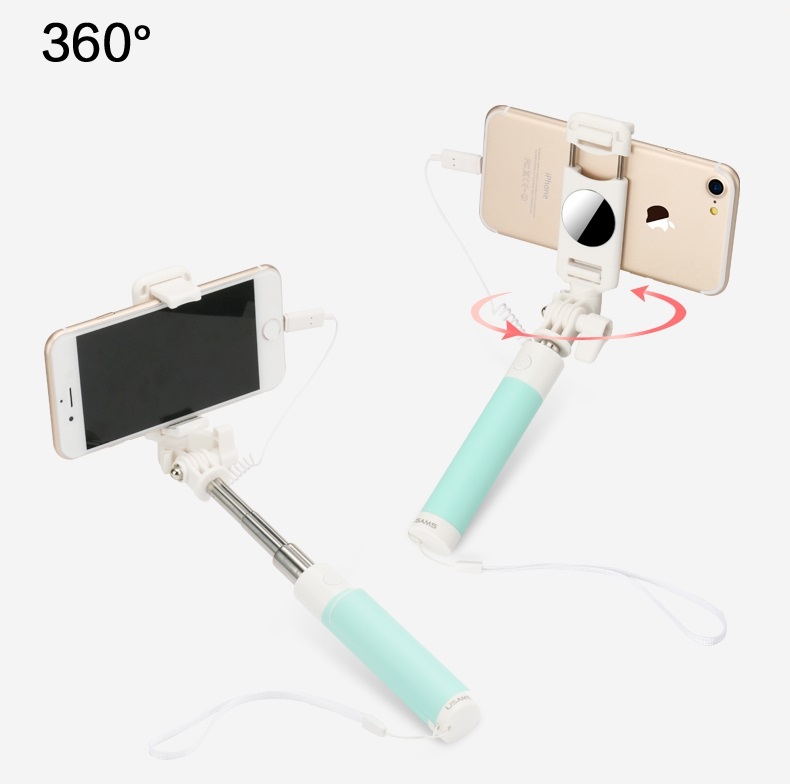 ROCK USAMS Lightning Mirror Selfiestick wire control - Svart