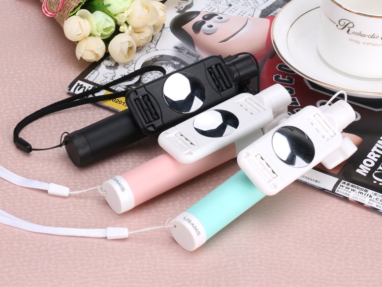 ROCK USAMS Lightning Mirror Selfiestick wire control - Svart