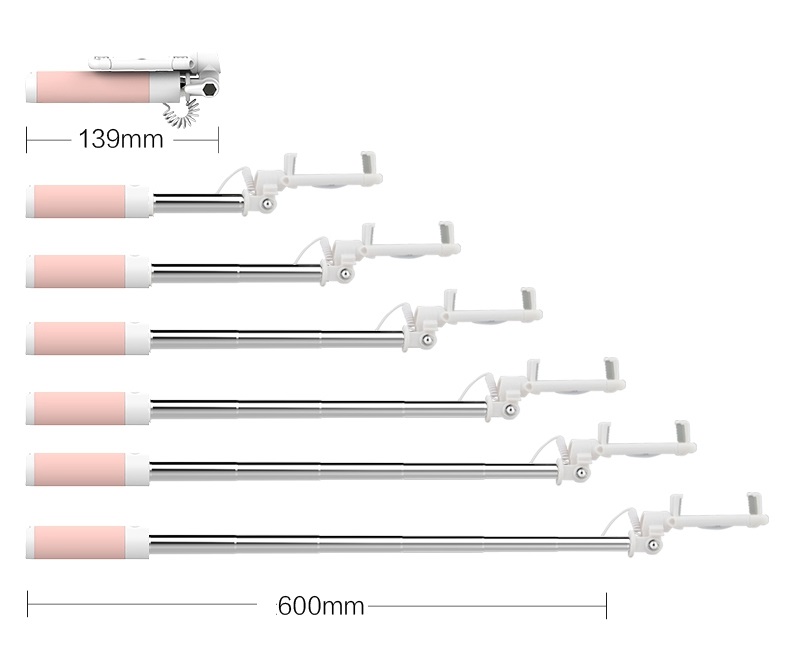 ROCK USAMS Lightning Mirror Selfiestick wire control - Svart
