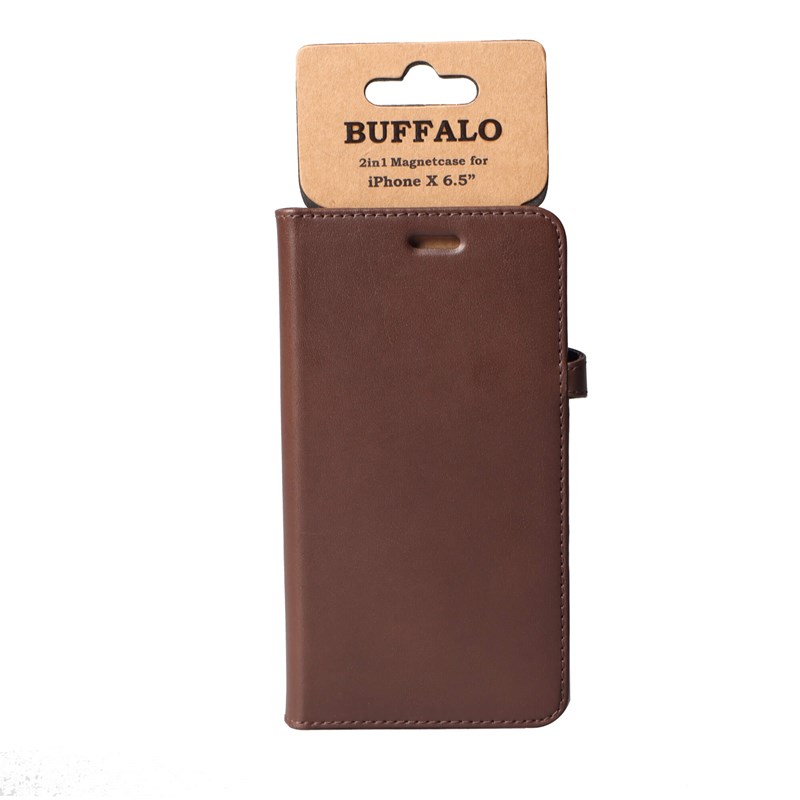 BUFFALO BUFFALO äkta läder Plånboksfodral iPhone XS Max - Brun