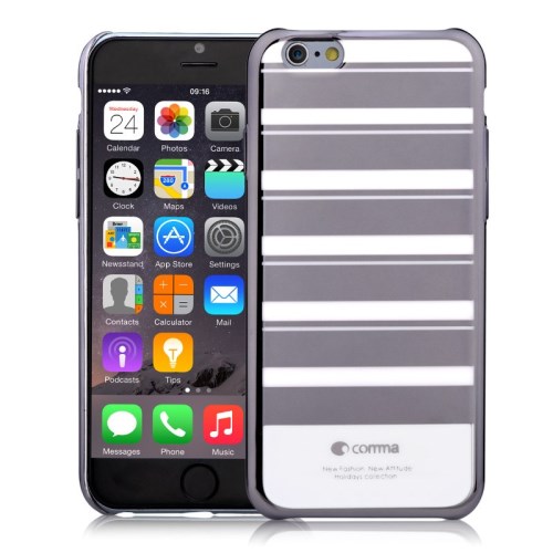 Comma COMMA Baksideskal till iPhone 6- Randig - Silver
