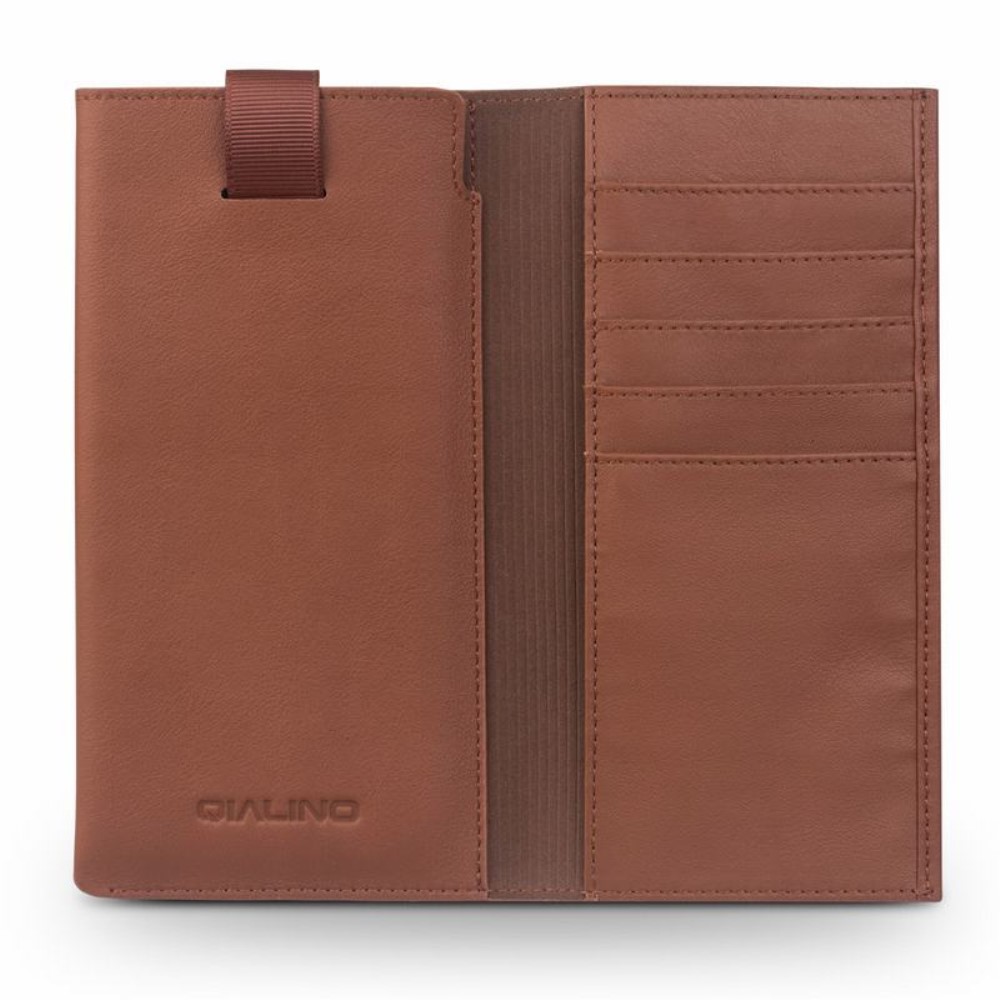 QIALINO Universal Pouch Wallet i äkta läder - Brun (M)