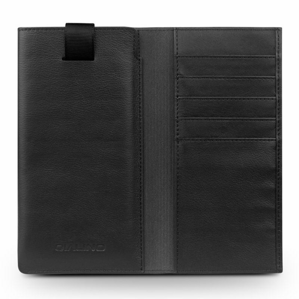 QIALINO Qialino Universal Pouch Wallet i äkta läder - Svart (L)