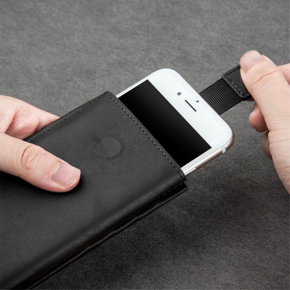 QIALINO Qialino Universal Pouch Wallet i äkta läder - Svart (L)