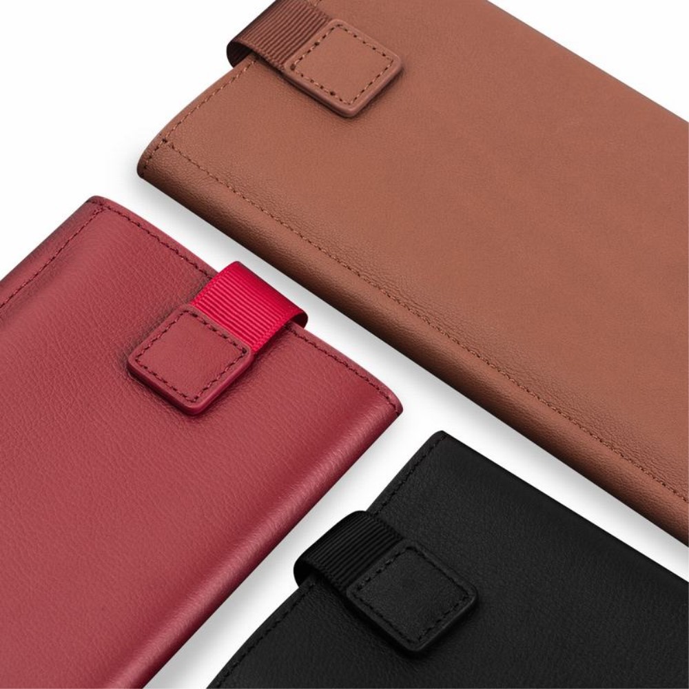 QIALINO Qialino Universal Pouch Wallet i äkta läder - Svart (L)