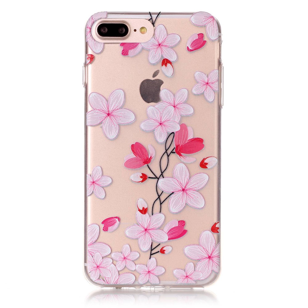 OEM TPU Mobilskal iPhone 7 Plus - Peach Flowers