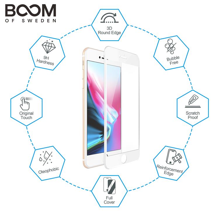 Boom of Sweden BOOM Curved Härdat Glas Skärmskydd iPhone 8 Plus / 7 Plus