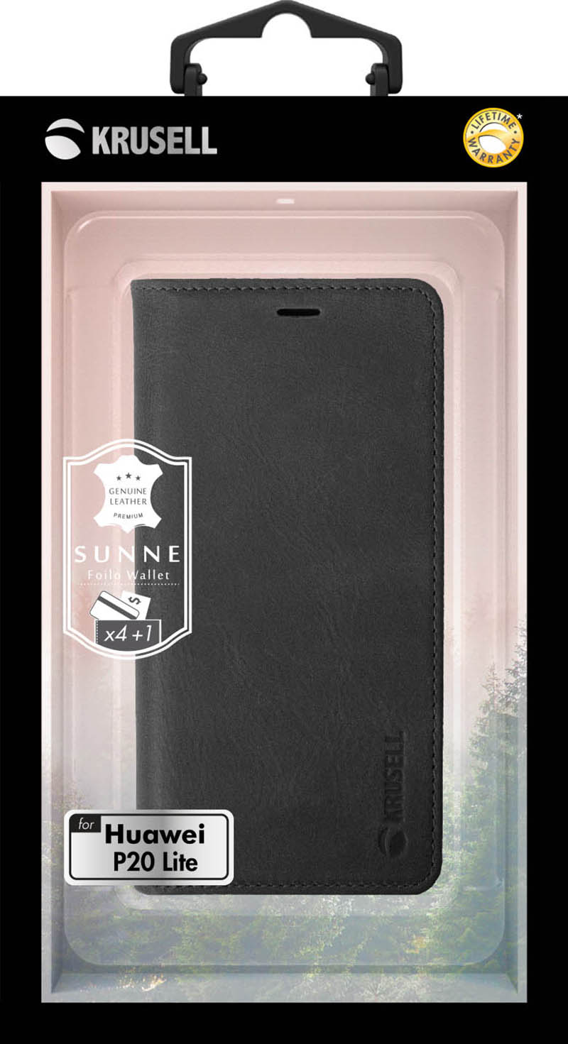 Krusell Krusell Sunne 2 Card Foliowallet Huawei P20 Lite Vintage Black