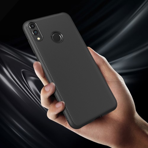 OEM Twill Texture Flexicase Skal till Huawei P Smart (2019) / Honor 10 Lite - Svart