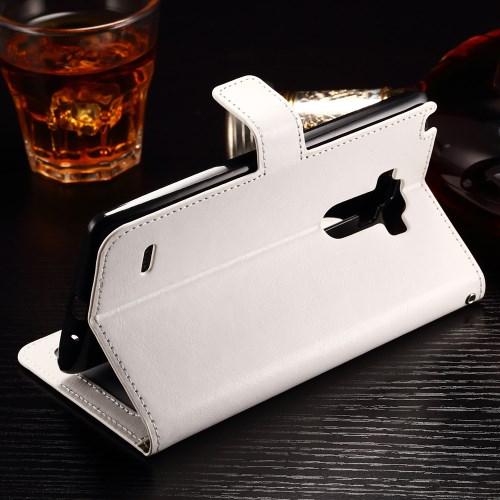 OEM Crazy Horse Plånboksfodral till LG G4 Stylus - Vit