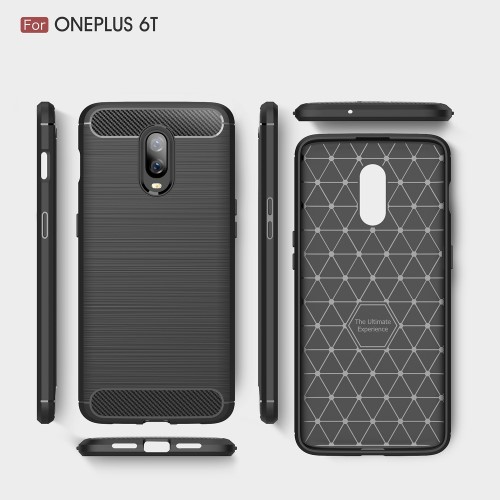 OEM Carbon Brushed Flexicase Skal till OnePlus 6T - Svart