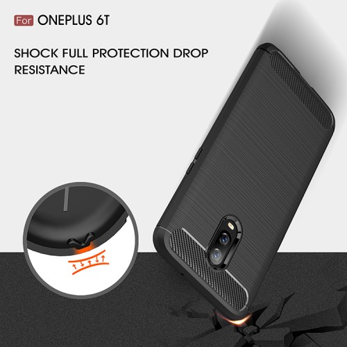 OEM Carbon Brushed Flexicase Skal till OnePlus 6T - Svart