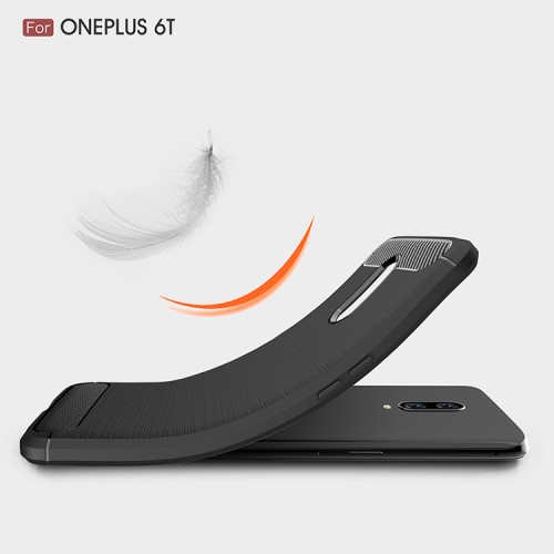 OEM Carbon Brushed Flexicase Skal till OnePlus 6T - Svart