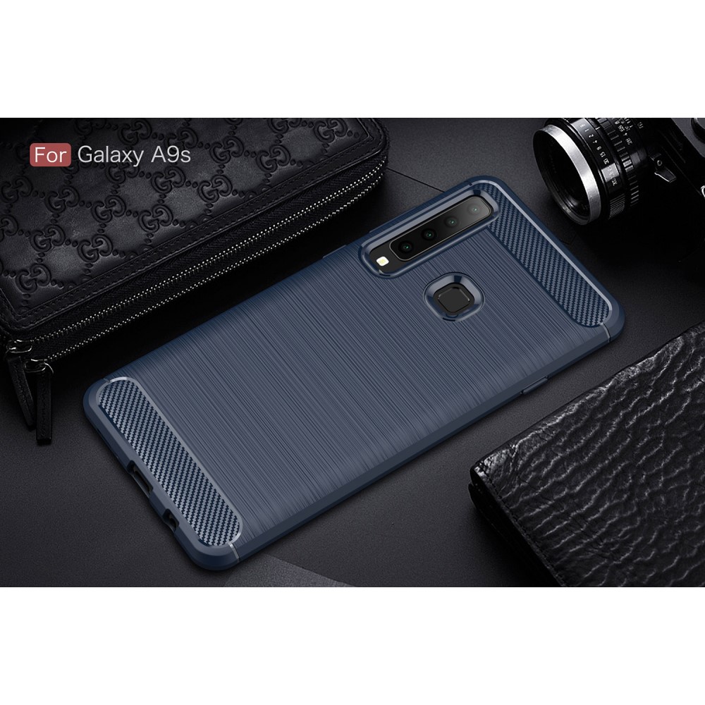 OEM Carbon Brushed Mobilskal till Samsung Galaxy A7 (2018) - Blå