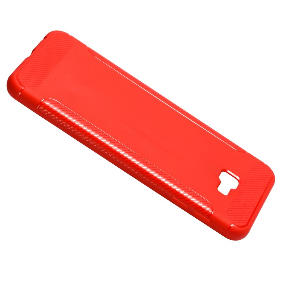 OEM Carbon Brushed Mobilskal till Samsung Galaxy J4 Plus - Röd