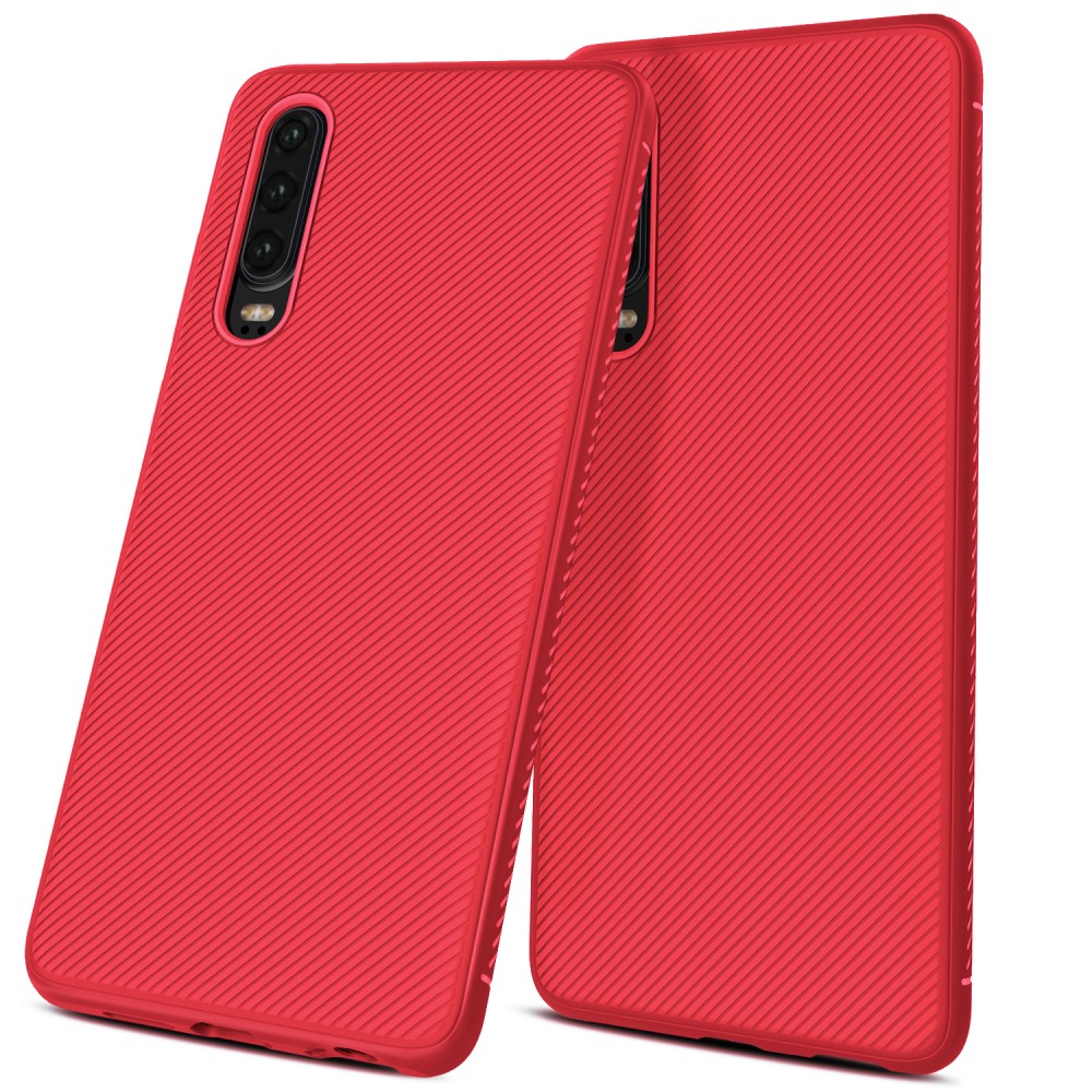 OEM Twill Texture Flexicase Skal till Huawei P30 - Röd