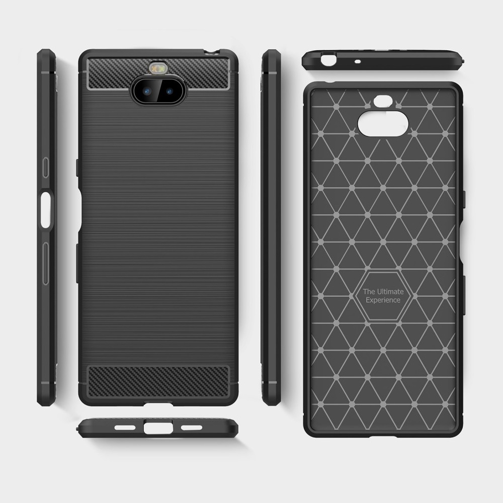 OEM Carbon Brushed Mobilskal till Sony Xperia 10 Plus - Svart
