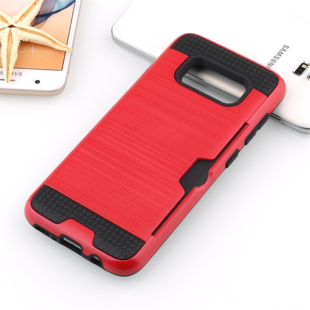 OEM Brushed Combo Mobilskal med kortplats Samsung Galaxy S8 - Röd