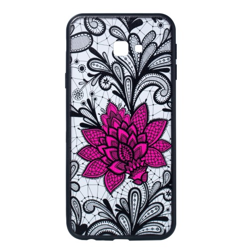 OEM Embossed Flower Skal till Samsung Galaxy J4 Plus - Red Flower