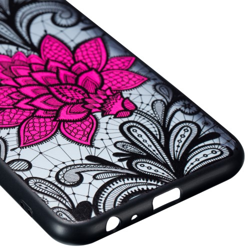 OEM Embossed Flower Skal till Samsung Galaxy J4 Plus - Red Flower