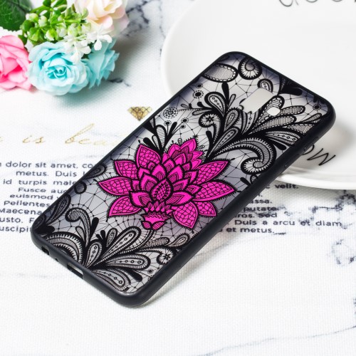 OEM Embossed Flower Skal till Samsung Galaxy J4 Plus - Red Flower