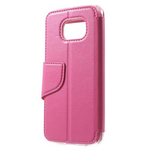 OEM Dual Fönster Fodral till Samsung Galaxy S6 Edge - Magenta