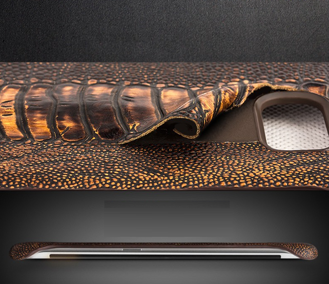 QIALINO Qialino Äkta Läder BaksideSkal till Samsung Galaxy S6 - Brun