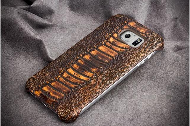 QIALINO Qialino Äkta Läder BaksideSkal till Samsung Galaxy S6 - Brun