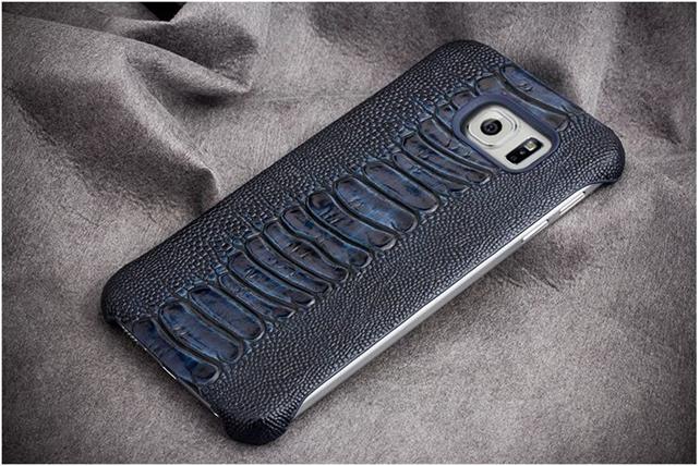 QIALINO Qialino Äkta Läder BaksideSkal till Samsung Galaxy S6 Edge - MörkBlå